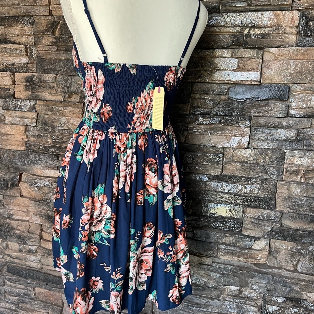 Band of Gypsies Midnight Blue Floral Mini Dress - Picture 2 of 9